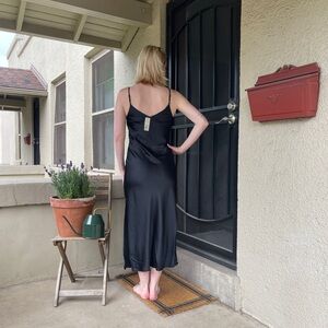 a new day Black Satin slip dress
